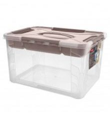 Ящик для хранения 20л унив. с замк. и ручк. и вставкой-орган. GRAND BOX, 390х290х245мм (Коричневый