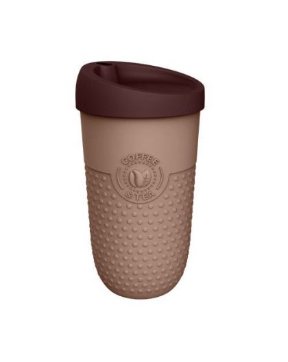 Стакан для напитков с рельефом, крышкой 550мл (Коричневый)