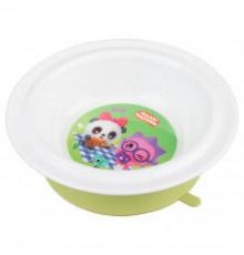 Тарелка детская глубокая на присосках с декором МАЛЫШАРИКИ (Салатовый)