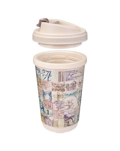 Термостакан с клапаном с декором АРХИТЕКТУРА 400мл (Бежевый)