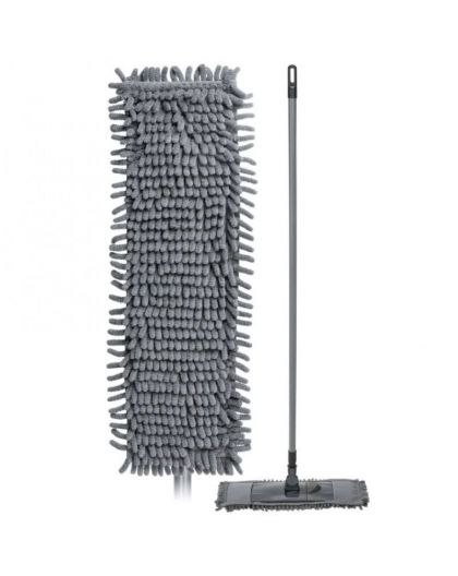 Швабра плоская со сменной насадкой из микрофибры сирень 420*150*1250мм (Темно-серый)