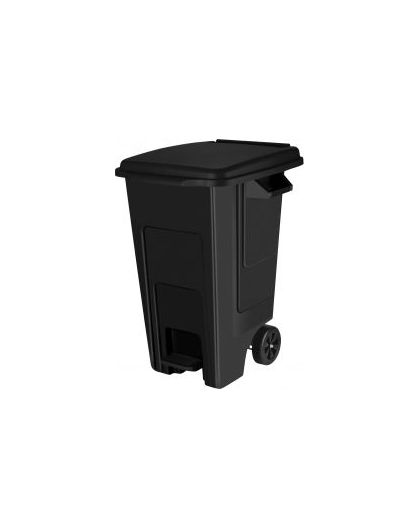 Бак для мусора Freestyle с крышкой, на колесах, с педалью, 130 л (PP), черный