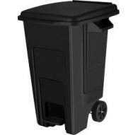 Бак для мусора Freestyle с крышкой, на колесах, с педалью, 130 л (PP), черный