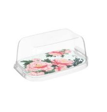 Масленка Bergamo с декором Сад пионов (бесцветный)