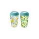 Стакан с крышкой 550мл с декором с клапаном Sicily Lemon (зеленый)