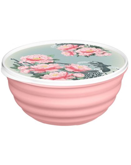 Миска Latina 3,2л с крышкой с декором Сад пионов (розовый)