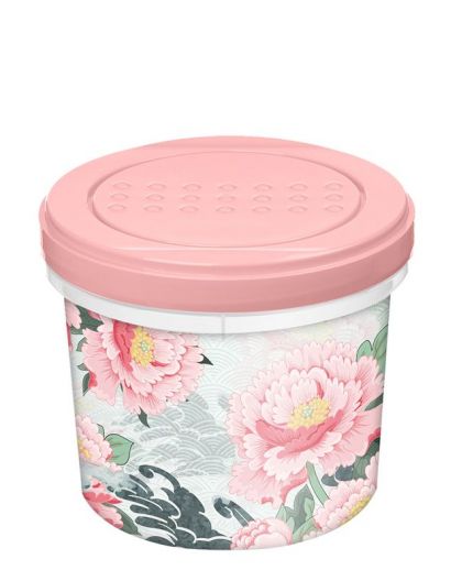 Банка с завинчивающейся крышкой 0,7л с декором Сад пионов (розовый)