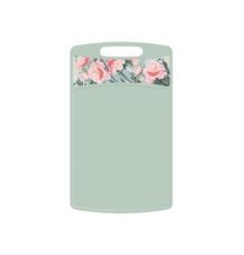 Доска разделочная Bergamo прямоугольная 335*220*4мм с декором Сад пионов (светло-зеленый)