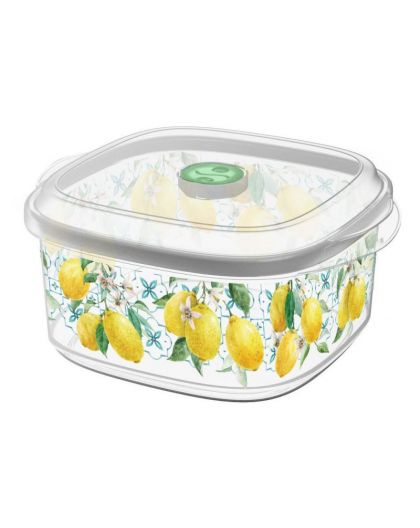 Емкость для СВЧ 1,6л с клапаном с декором  Sicily Lemon (бесцветный)