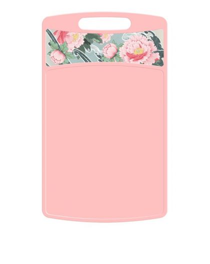 Доска разделочная Bergamo прямоугольная 260*155*3,5мм с декором Сад пионов (розовый)