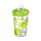 Стакан с трубочкой и декором 400мл (Зеленый)