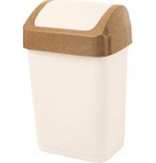 Контейнер для мусора Wood 12 л с крышкой-маятником, сливочный/бук