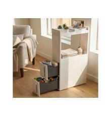 Стойка узкая АЛЬБА на колёсах (2 ящика + 2 секции) белый 450x170x845 мм