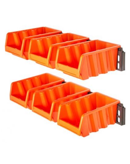 Набор лотков ЮНИТ для метизов с крепежом (2 планки + 6 лотков малые) оранжевый