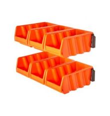 Набор лотков ЮНИТ для метизов с крепежом (2 планки + 6 лотков средние) оранжевый