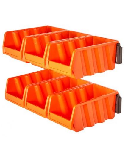 Набор лотков ЮНИТ для метизов с крепежом (2 планки + 6 лотков средние) оранжевый