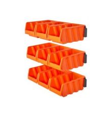 Набор лотков ЮНИТ для метизов с крепежом (2 планки + 6 лотков средние) оранжевый