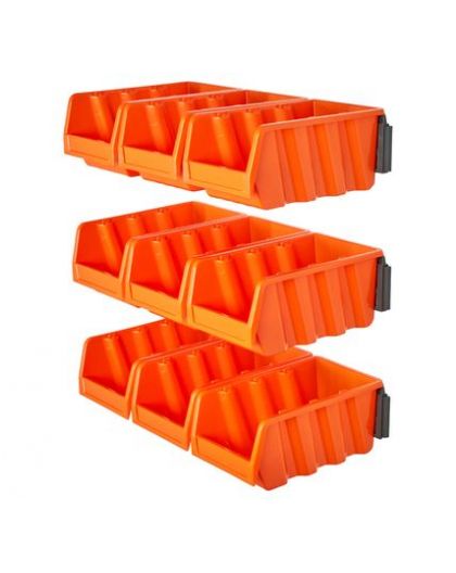 Набор лотков ЮНИТ для метизов с крепежом (2 планки + 6 лотков средние) оранжевый