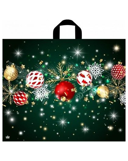 Пакет ПЭ с петлевой ручкой 60х50+11см (60) НГ (Новогоднее мерцание) Тико (упак.25шт)