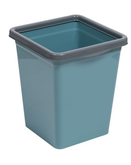 Ведро для мусора с фиксатором квадратное 8,5л (бирюзово-синий/серый)