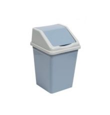 Ведро для мусора с подвижной крышкой 10л квадратное (серо-синий/светло-серый)