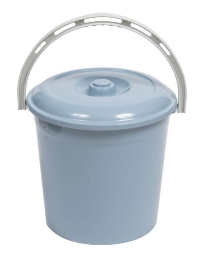 Ведро 10л с крышкой (серо-синий)