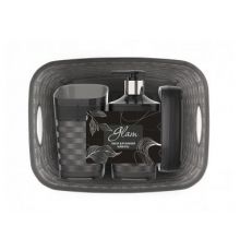 Набор для ванной комнаты Glam 4 предмета (графит) 25х18х9см