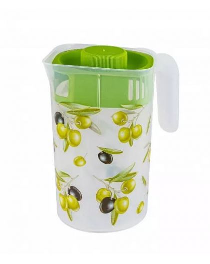 Кувшин с декором с крышкой Fresh олива 2л 21х14,5х21см