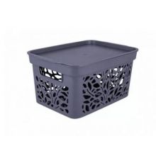 Корзина с крышкой Leaves 5,5л (серый) 27,4х19,7х14см