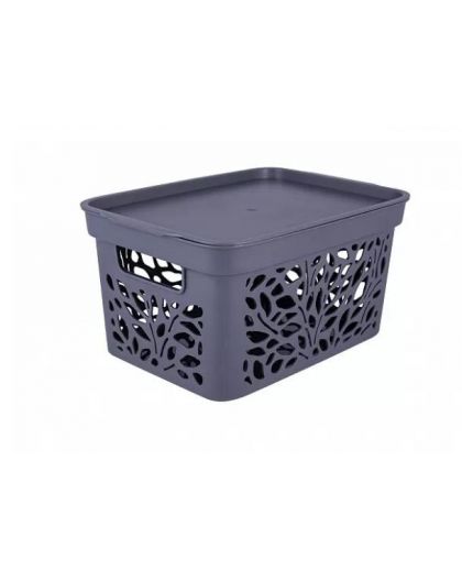 Корзина с крышкой Leaves 5,5л (серый) 27,4х19,7х14см