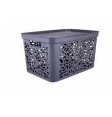 Корзина с крышкой Leaves 30л (серый) 46,3х32,6х25,6см