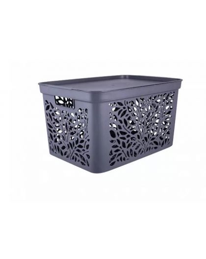 Корзина с крышкой Leaves 30л (серый) 46,3х32,6х25,6см