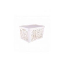 Корзина с крышкой Leaves 30л (молочный) 46,3х32,6х25,6см