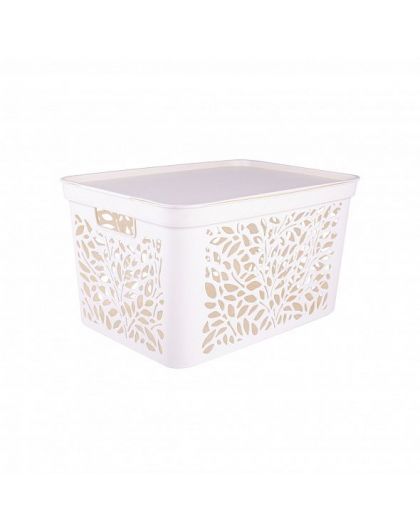 Корзина с крышкой Leaves 30л (молочный) 46,3х32,6х25,6см