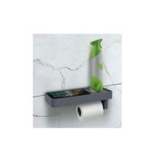 Держатель для туалетной бумаги с полочкой (серый) 24х10х2,3см