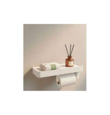 Держатель для туалетной бумаги с полочкой (белый) 24х10х2,3см