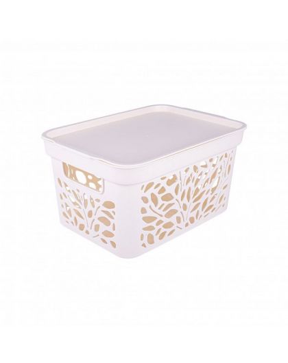 Корзина с крышкой Leaves 10л (молочный) 33,3х22,5х17,4см