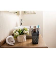 Стакан для зубных щеток без разделителя Glam (графит) 7,8х7,8х13,6см