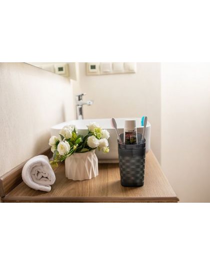 Стакан для зубных щеток без разделителя Glam (графит) 7,8х7,8х13,6см