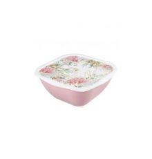 Салатник с крышкой с декором 1,8л (Розовый)