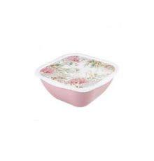 Салатник с крышкой с декором 4,5л (Розовый)