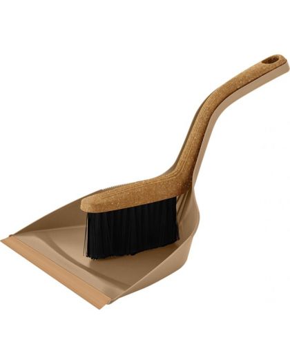 Щетка-сметка с совком Spin&Clean Wood, с ручками 21 см, с кромкой