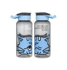 Бутылка для воды многоразовая с декором  0,75л из поликарбоната (Голубой)