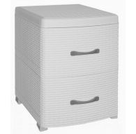 Комод - тумба 2-х секционная Ротанг (белая)