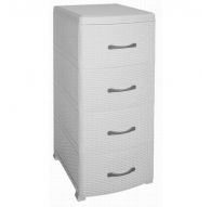 Комод 4-х секционный Ротанг (белый)