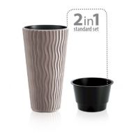 Кашпо Sandy Slim d29,7см h51,3см 8л с вкладышем, кофе