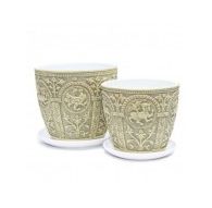 Набор керамических горшков 2шт. Былина оливковый бутон (15 , 18 см)