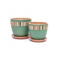 Набор керамических горшков 2шт. Ритм зеленый бутон (15 , 18 см)