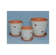 Набор керамических горшков 3шт Букетик светло-зеленый крокус (12,15,18)см