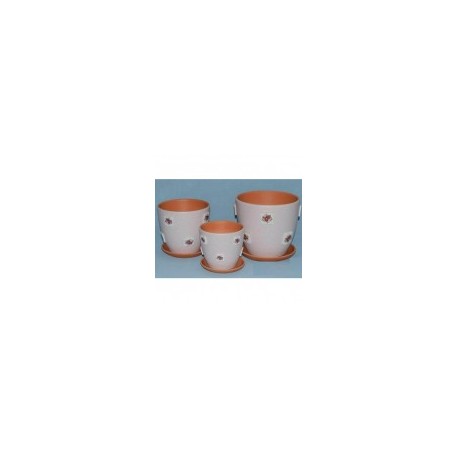 Набор керамических горшков 3шт Букетик светло-розовый крокус (12,15,18)см